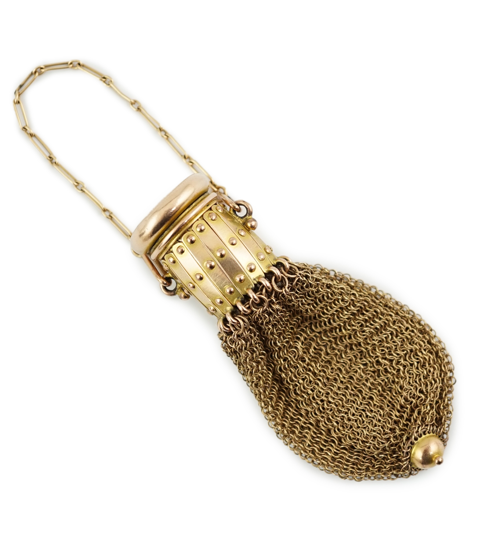 A Continental 9k gold expanding miser's purse